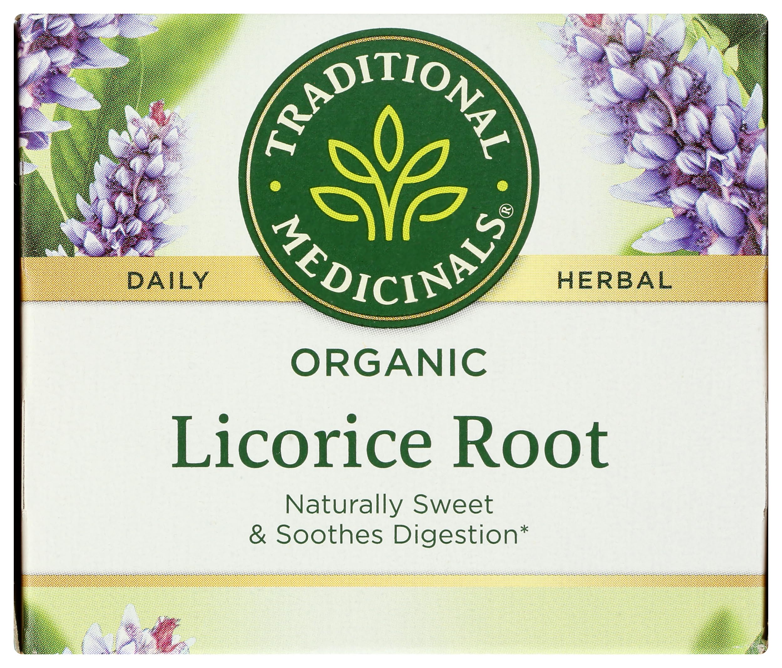 Traditional Medicinals Tea, Organic Licorice Root, Soothes the Digestive Tract & Promotes Respiratory Health - Kosher, Non-GMO, Caffeine-Free - 16 Tea Bags