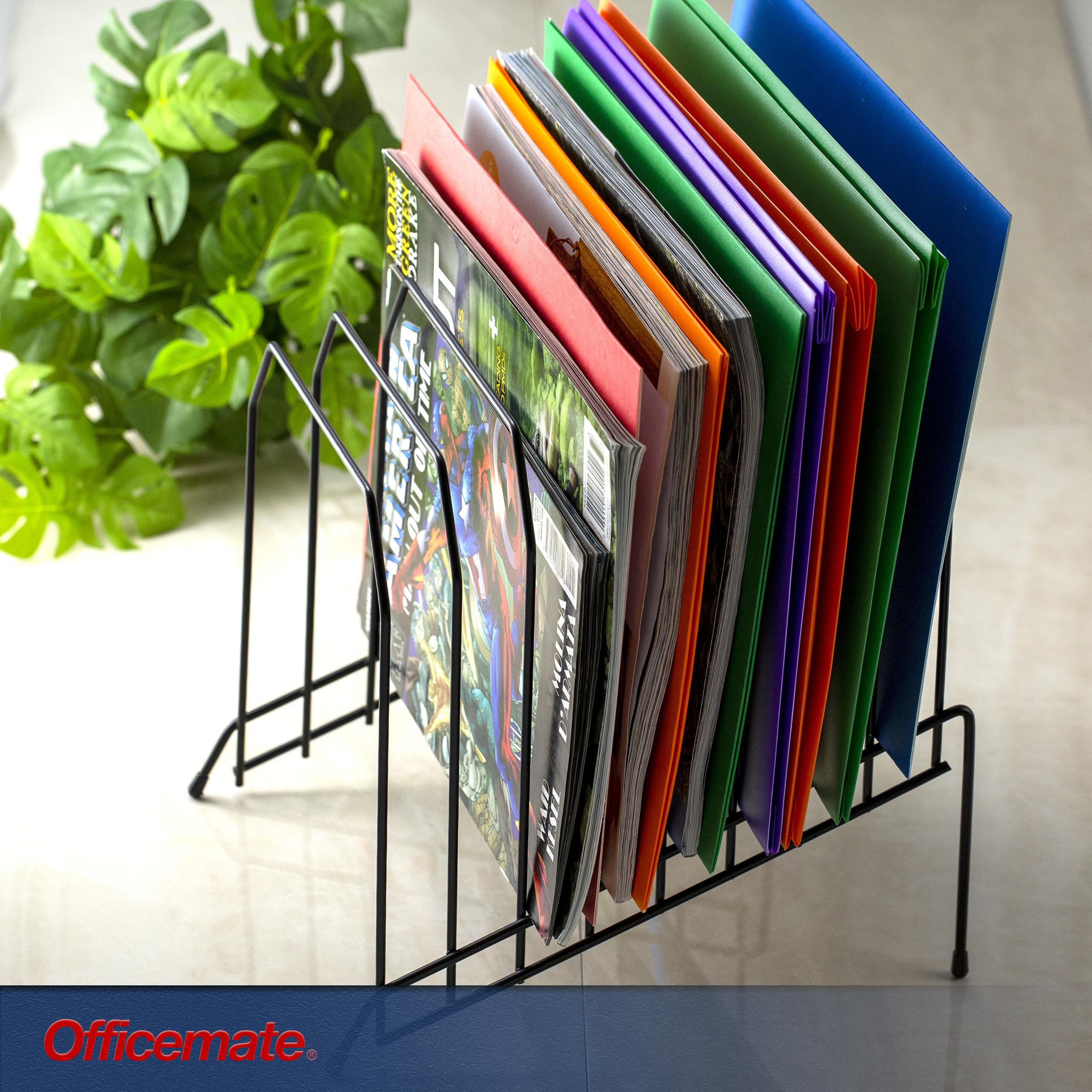 Officemate Large Incline 8 Compartment Wire Caddy, Black, 8.5 x 10.375 x 12.625 Inches