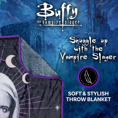 Silver Buffalo Buffy the Vampire Slayer The Chosen One Moon Phases 45” x 60” Fleece Throw, Soft and Cozy Blanket, 180 GSM
