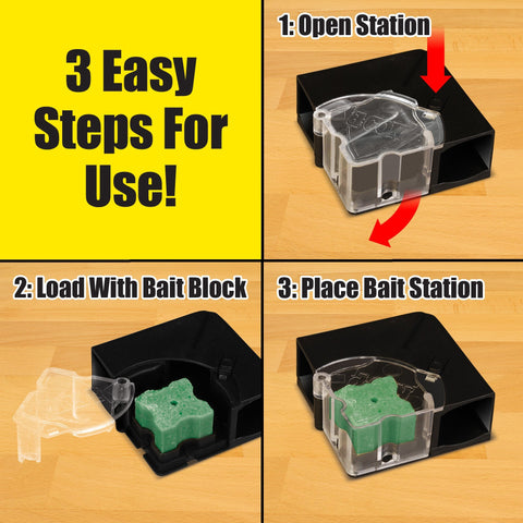 d-CON Refillable Corner Fit Mouse Poison Bait Station, 1 Trap + 12 Bait Refills