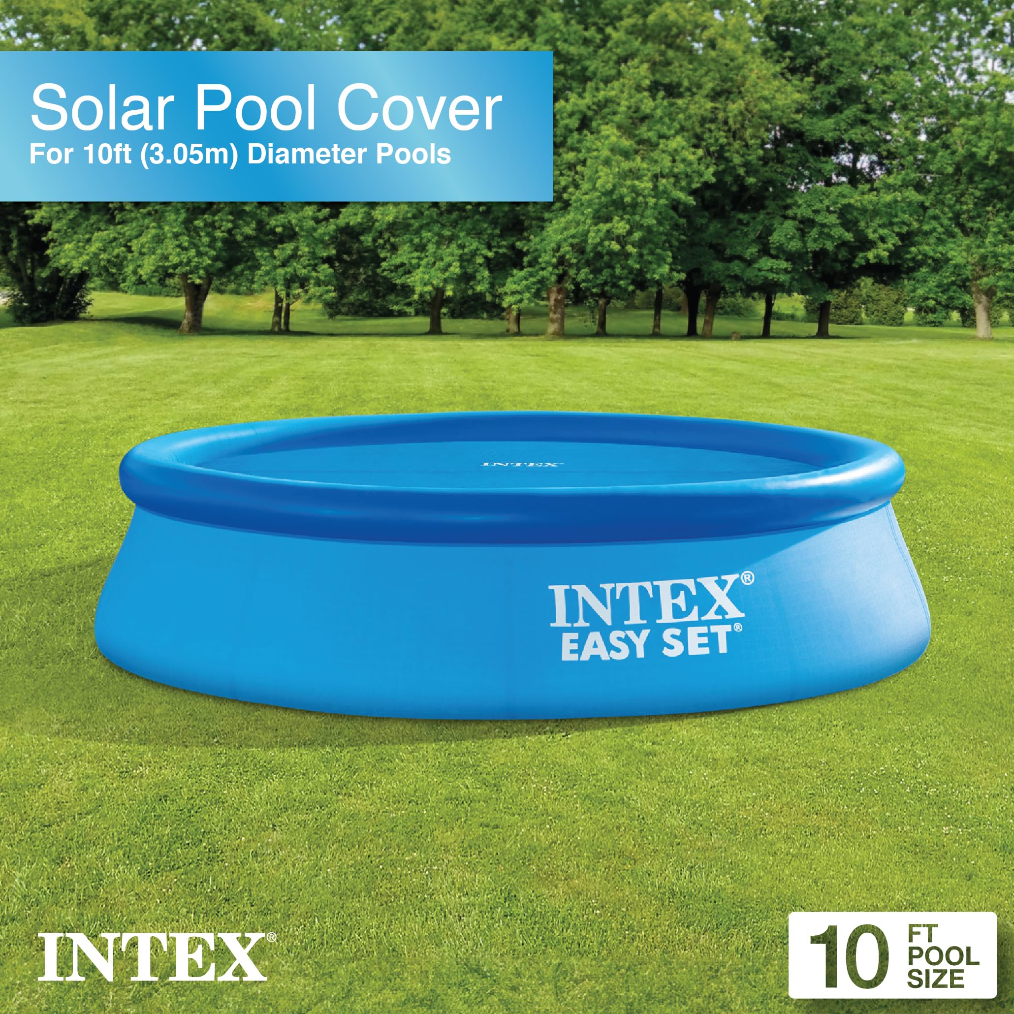 INTEX 28011E Solar Pool Cover: For 10ft Round Easy Set and Metal Frame Pools – Insulates Pool Water – Reduces Water Evaporation – Keeps Debris Out – Reduces Chemical Consumption