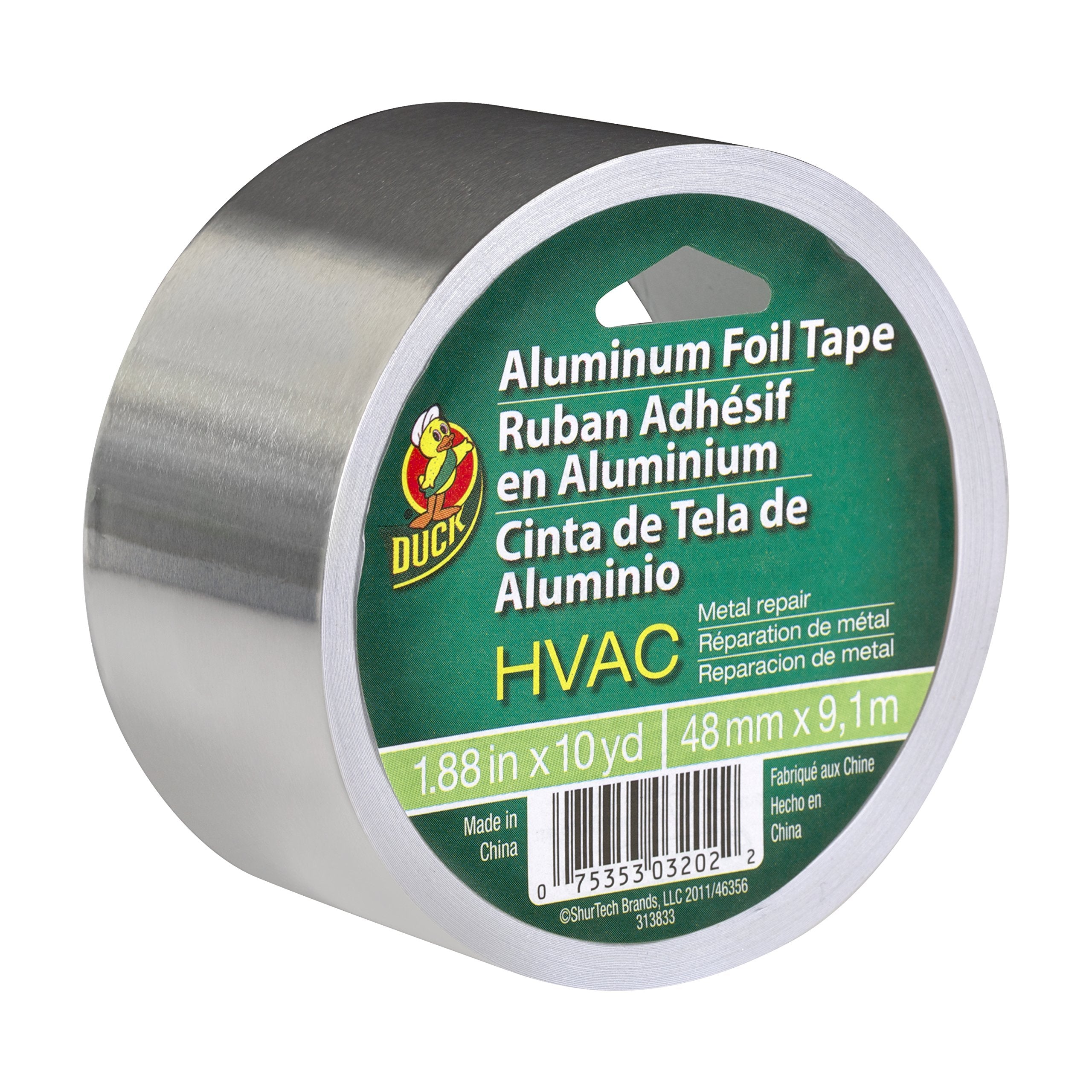 Duck Brand HVAC UL 723 Metal Repair Aluminum Foil Tape, 1.88-Inch by 10 Yards, Single Roll, Silver (280416)
