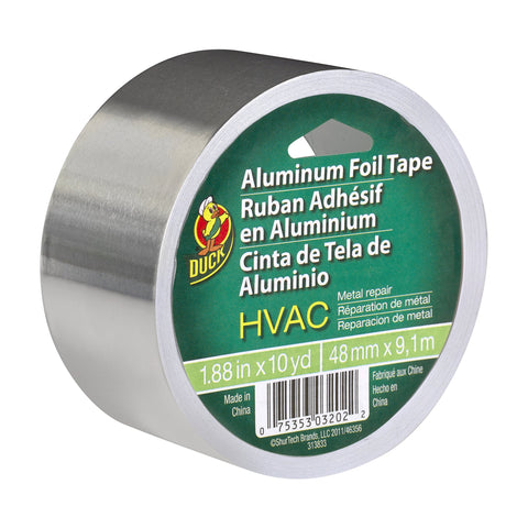 Duck Brand HVAC UL 723 Metal Repair Aluminum Foil Tape, 1.88-Inch by 10 Yards, Single Roll, Silver (280416)