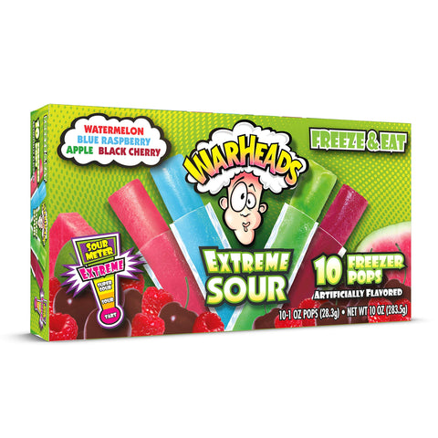 Warheads, Fat Free Freezer Pops, Assorted Flavors, Extreme Sour ,12 Boxes,10 - 1 oz pops per box,1 Ounce (Pack of 120)