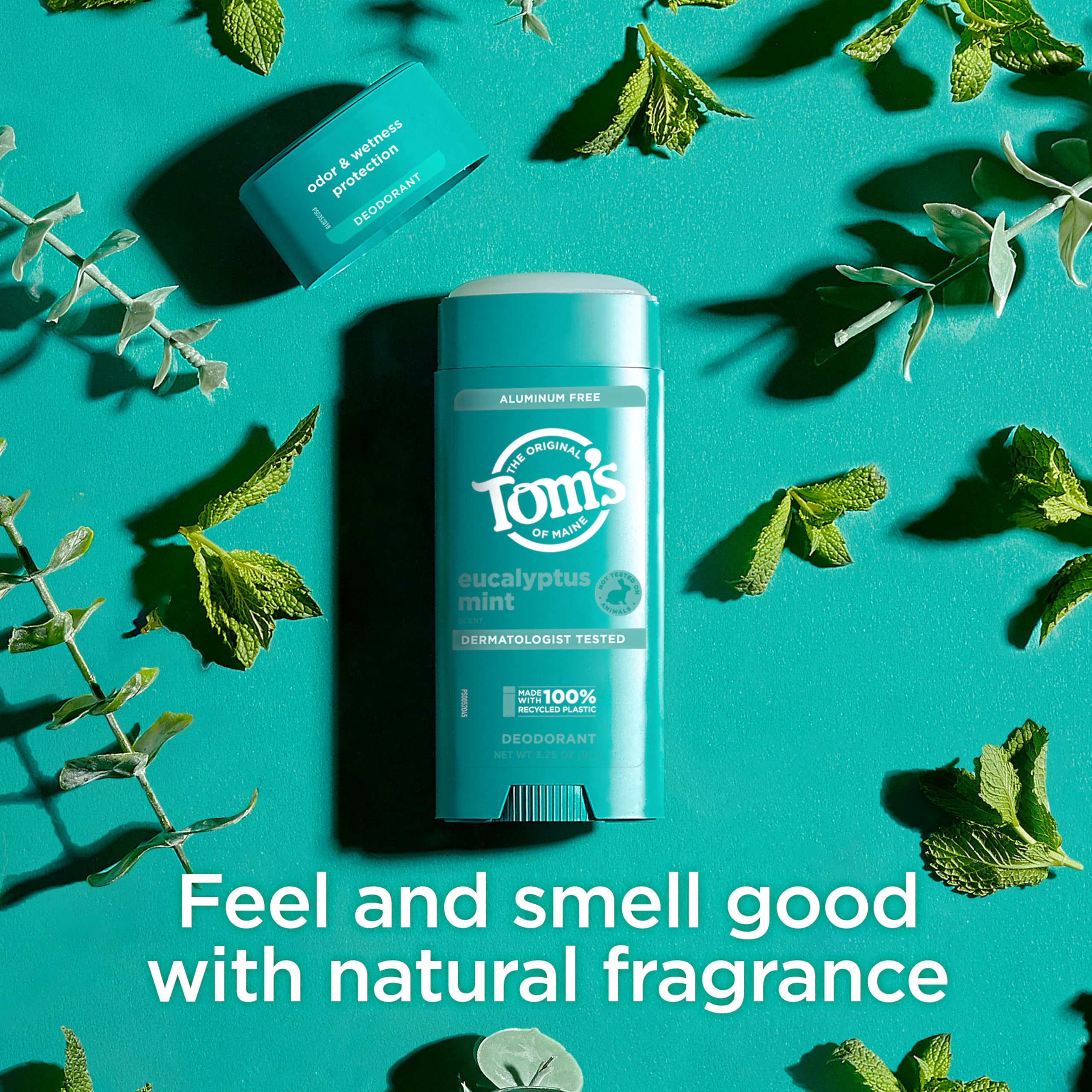 Tom’s of Maine Eucalyptus Mint Aluminum Free Natural Deodorant For Women & Men | Goes on Clear | Odor & Wetness Protection | Naturally Derived and Moisture-Locking Ingredients | 3.25 oz