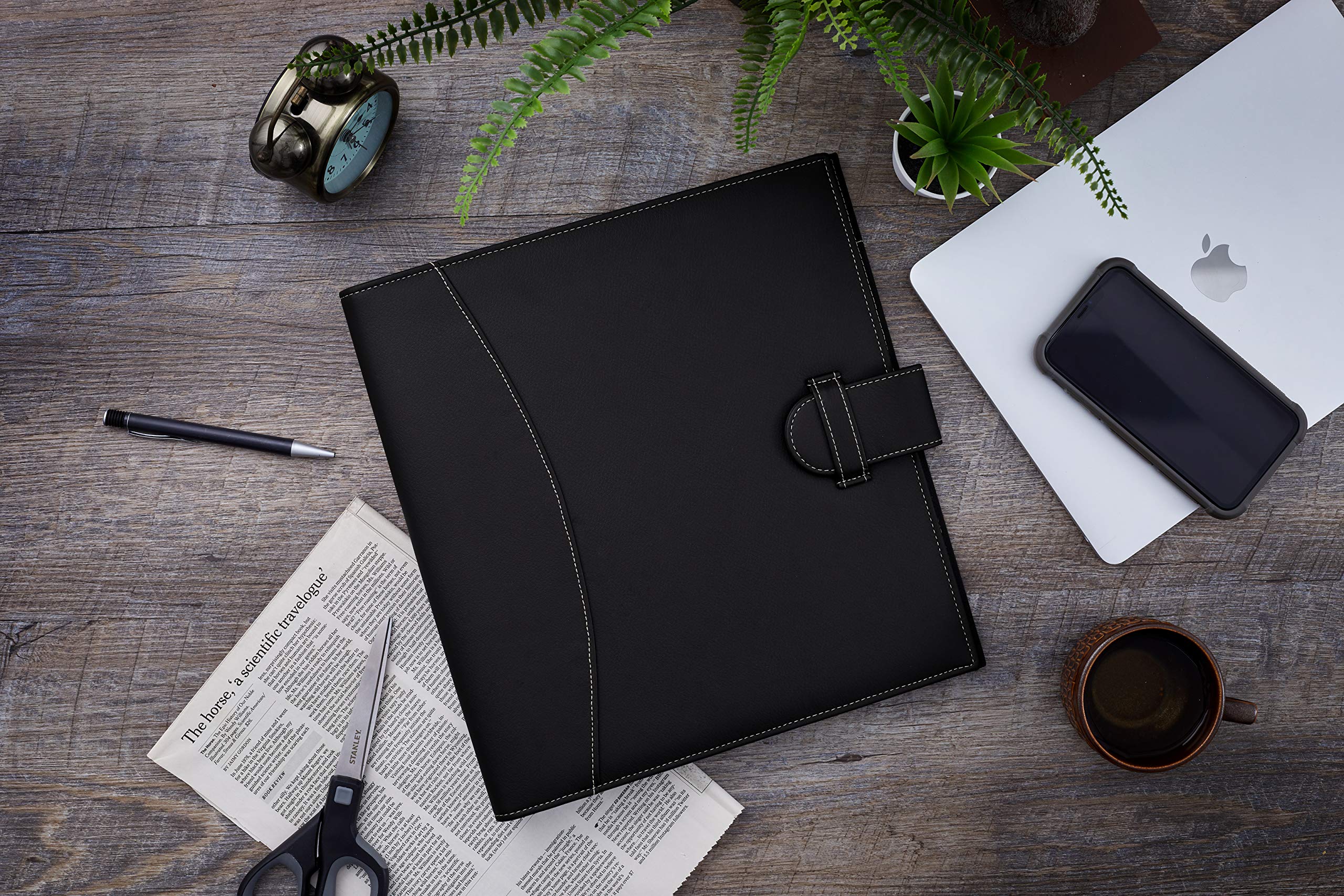 It's Academic Executive Faux Leather Portfolio Folder, Black