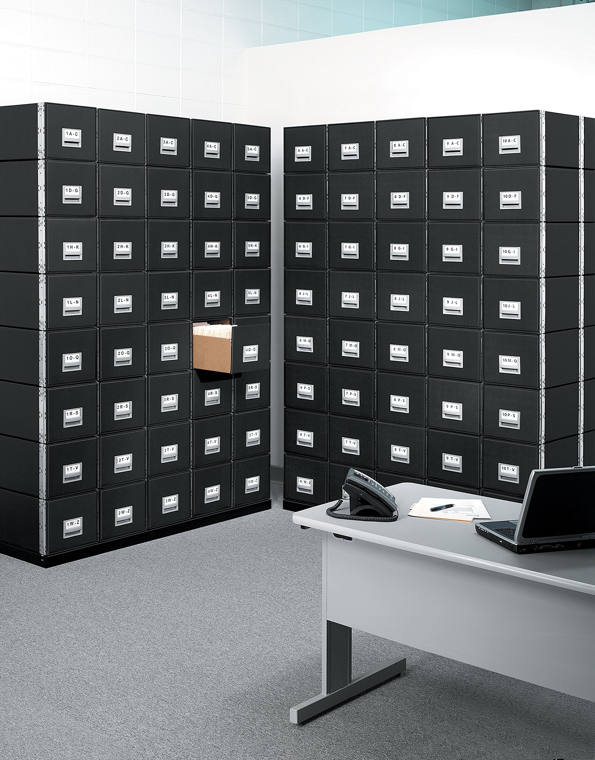 Bankers Box 6 Pack STAXONSTEEL Maximum Space Saving Filing Cabinet, Stacks 10 High, Steel Frame, Letter, Black