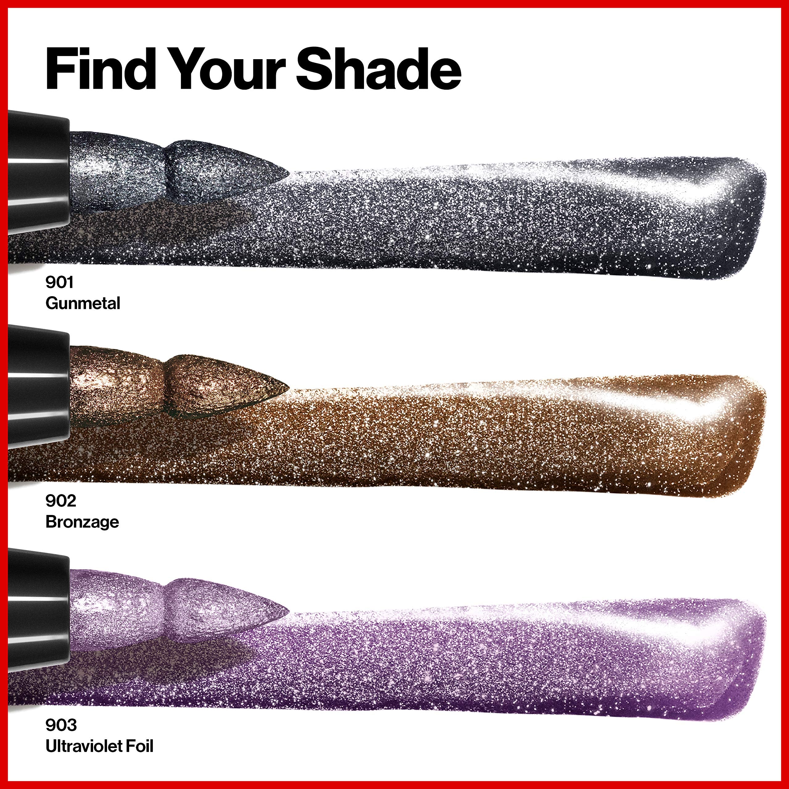 Revlon So Fierce! Chrome Ink Liquid Eyeliner, Longlasting Bold Metallic Pen Liner with Dip Ink Cap for Pearl, Shimmer Blend, 904 Ultraviolet Foil, 0.03 oz.