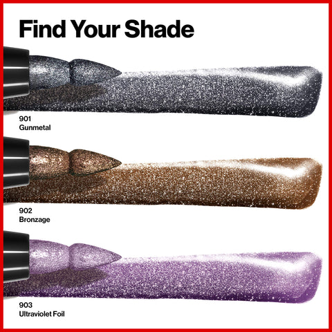 Revlon So Fierce! Chrome Ink Liquid Eyeliner, Longlasting Bold Metallic Pen Liner with Dip Ink Cap for Pearl, Shimmer Blend, 904 Ultraviolet Foil, 0.03 oz.