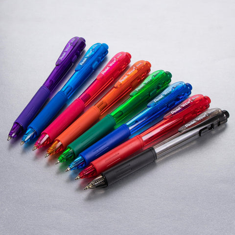 Pentel Wow! Retractable Ballpoint Pens, Medium Line, Assorted Ink, Pack of 4 (BK440BP4M1)