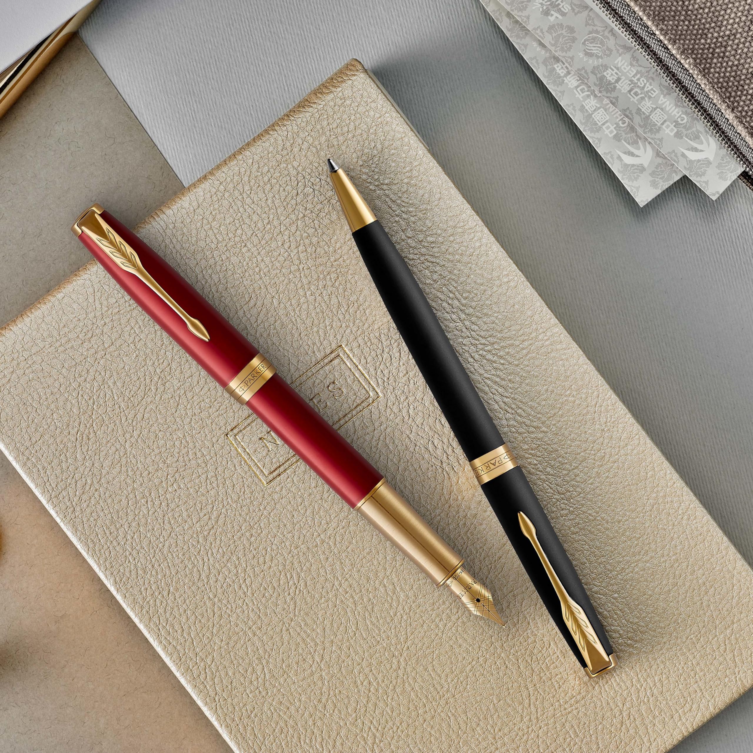 Parker Sonnet Ballpoint Pen | Matte Black Lacquer with Palladium Trim | Medium Point Black Ink | Gift Box