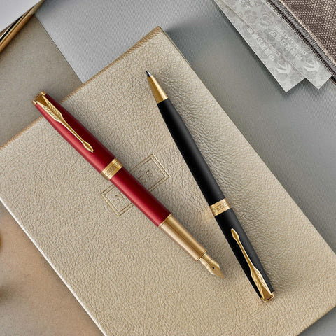 Parker Sonnet Ballpoint Pen | Matte Black Lacquer with Palladium Trim | Medium Point Black Ink | Gift Box