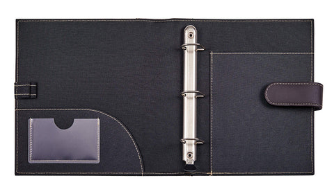 It's Academic Mini Executive Leather Portfolio Folder, 1" Ring Binder and 250-Sheet Capacity, Note Pads, and 5.5" x 8.5" Documents, 2 Pen Loops, Dark Brown Faux Leather (98295