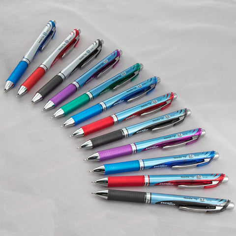 Pentel EnerGel RTX Retractable Liquid Gel Pen, (0.3mm) Needle Tip, Extra Fine Line, Assorted Ink, 3-Pk (BLN73BP3M)