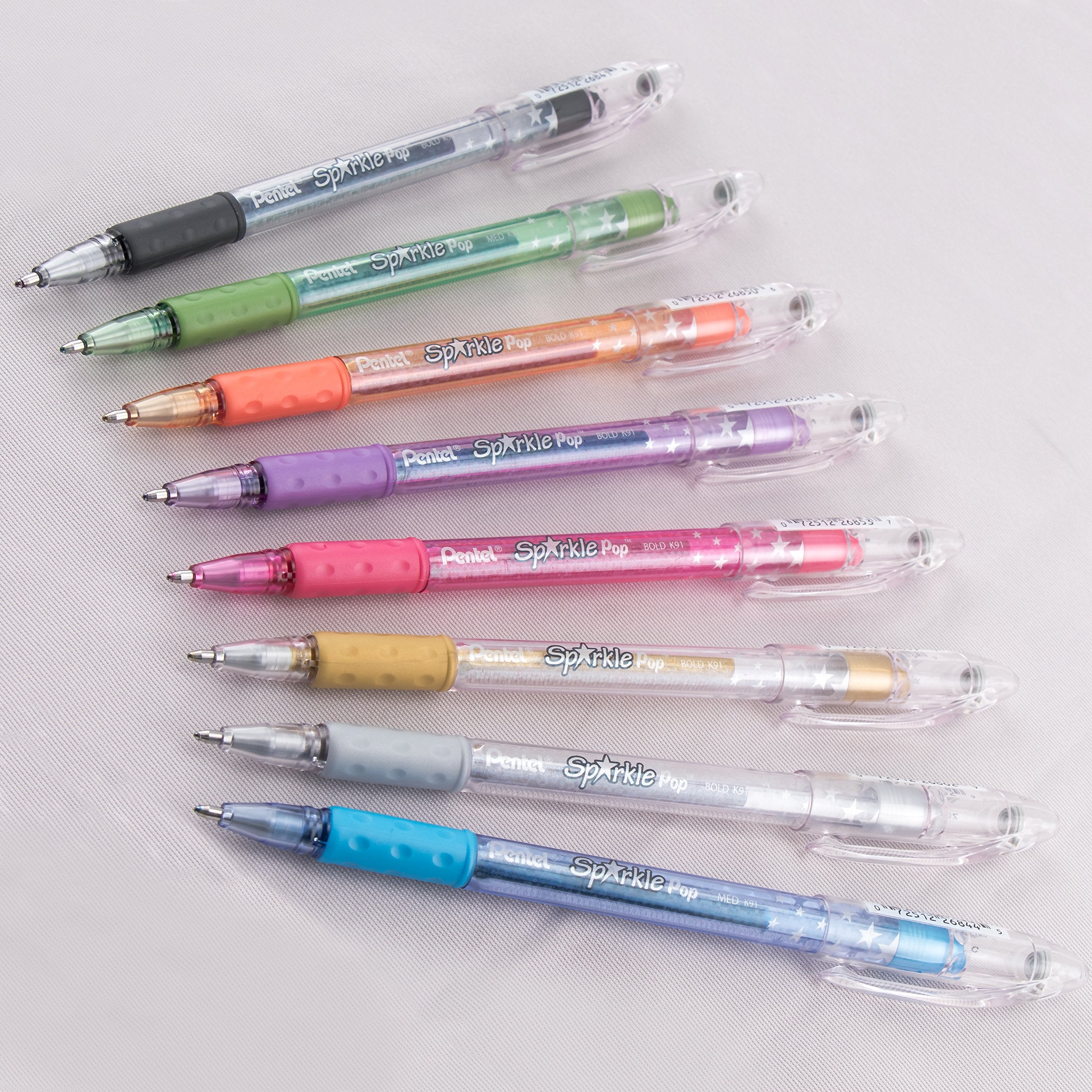 Pentel Sparkle Pop Metallic Gel Pen, (1.0mm) Bold Line, Assorted Colors, 4-Pack, Bold (K91BP4M1)