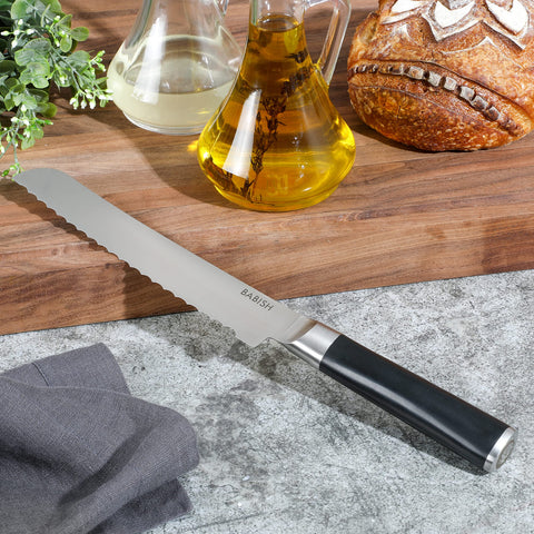 Babish 8-Inch Bread Knife – High-Carbon 1.4116 German Steel Kitchen Knife – Professional Serrated Cutlery for Slicing Bread and Baked Goods