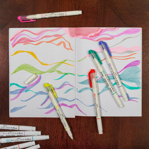 Zebra Pen, Mildliner Dual-Ended Brush Pens, 25 Assorted Colors, Soft Mild Ink, Brush and Fine Bullet Tips, No Bleed-Through Pigment Ink for Journaling, Calligraphy, Planners, Art, 25-Pack (79125)