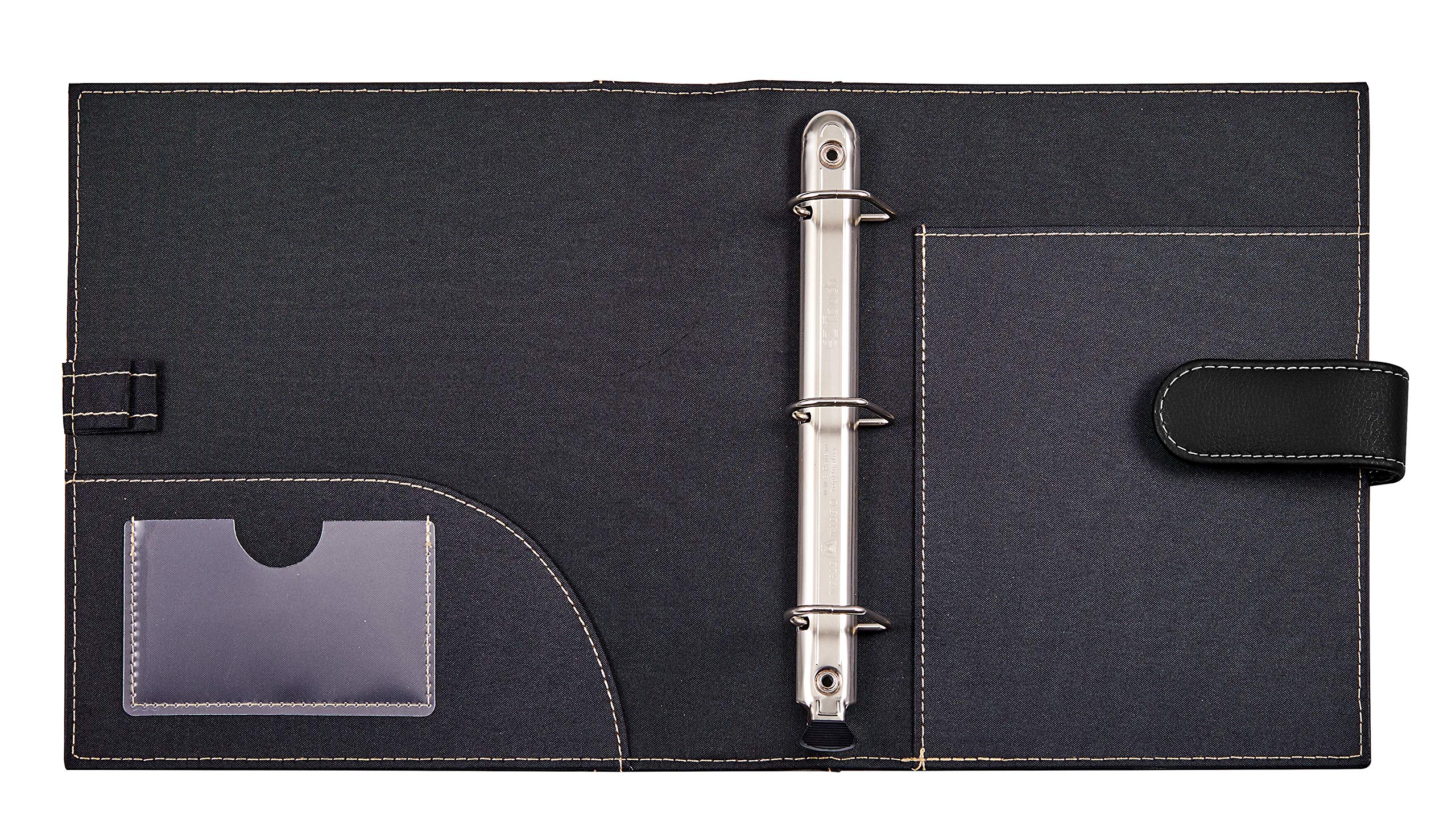 It's Academic Mini Executive Leather Portfolio Folder, 1" Ring Binder and 250-Sheet Capacity, Note Pads, and 5.5"" x 8.5" Documents, 2 Pen Loops, Black Faux Leather (98294)