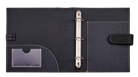 It's Academic Mini Executive Leather Portfolio Folder, 1" Ring Binder and 250-Sheet Capacity, Note Pads, and 5.5"" x 8.5" Documents, 2 Pen Loops, Black Faux Leather (98294)
